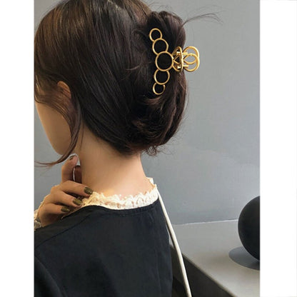 Metal Hollow Out Circle Love Heart Star Big Shark Clip for Women Girl Daily Jewelry Autumn Winter Headdress